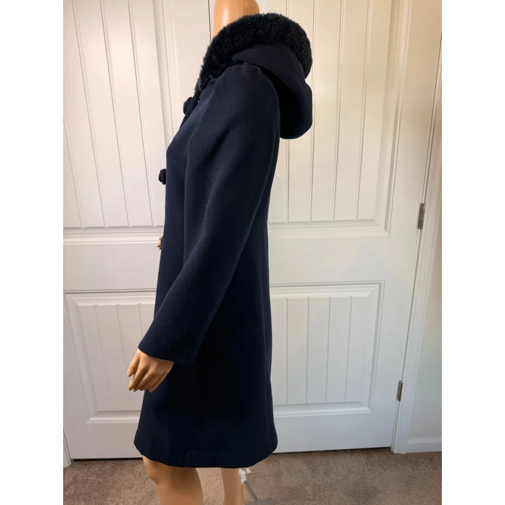 Girls Rothschild Navy Pea Coat Faux Fur Hood Size 16 Timeless Classic‎ Elegance